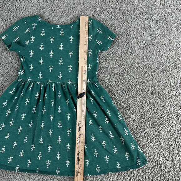 Cat & Jack Dress Girls 5T Green White Short Sleeve Tiered Cotton Blend READ - Picture 8 of 12